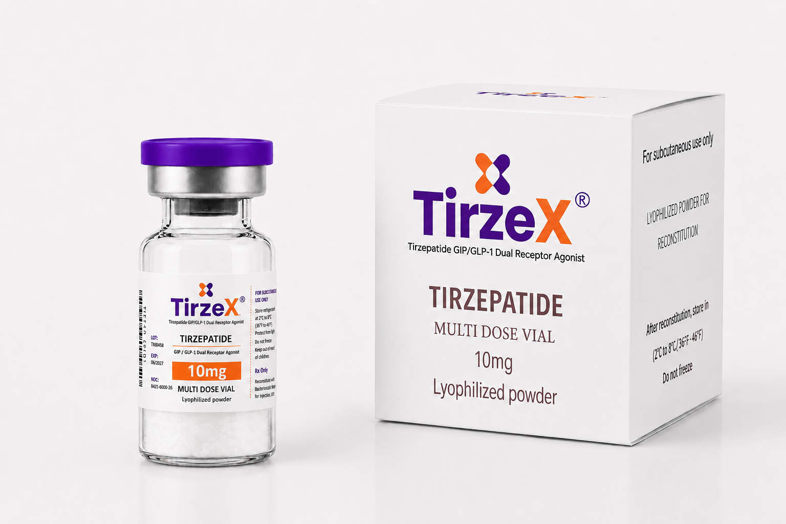 TirzeX vial 10mg y caja