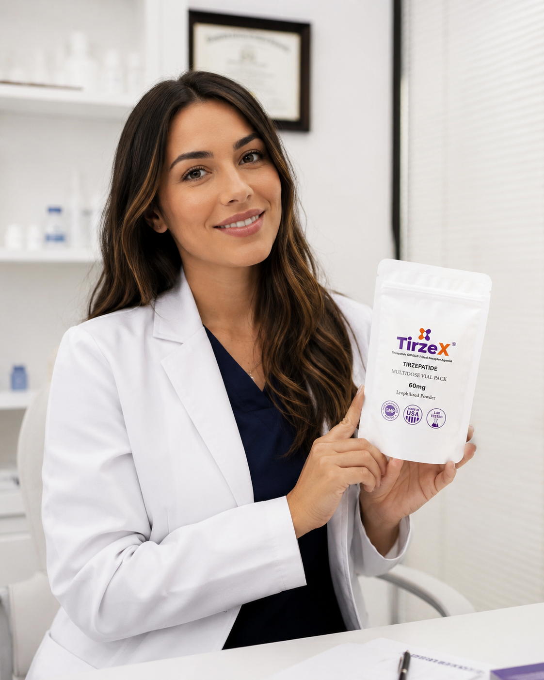 Profesional de la salud con TirzeX en consulta